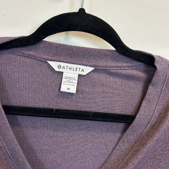 Athleta Uptempo Ribbed Henley Top Minimalistic Purple Medium 981737 - Picture 5 of 11